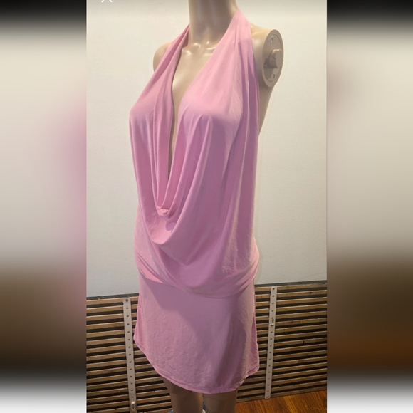 Dresses & Skirts - Pink Halter Drape Neck Mini Dress- M/L
